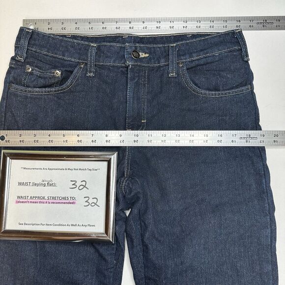 Dickies Flannel Lined Jeans Women 8 Relaxed Fit Straight Blue Denim Plaid Hemmed - Picture 8 of 12